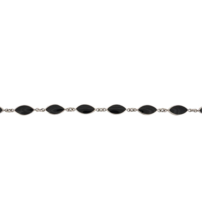 925 Silver & Black Stone Marquise 7.5" Bracelet