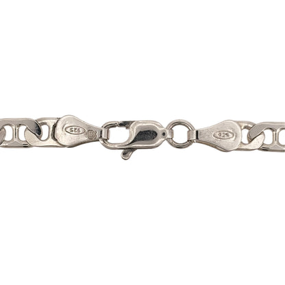 Add a classic piece to your jewellery collection with this pre-owned 925 sterling silver anchor chain, featuring a distinctive link design and a substantial silver finish.

Design: The chain features a traditional anchor link design, creating a timeless and versatile appearance suitable for everyday wear.
Material: Made from 925 sterling silver, offering a classic silver finish.
Chain Detail: The anchor links measure approximately 5mm wide, giving the chain a bold and noticeable appearance when worn.