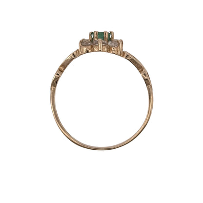 9ct Gold Green Stone & Cubic Zirconia Cluster Ring