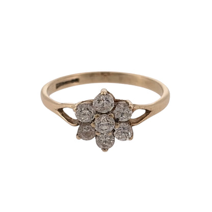 9ct Gold & Cubic Zirconia Flower Cluster Ring