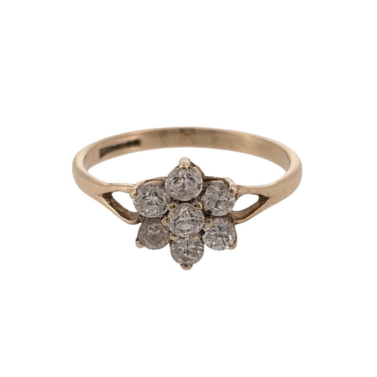 9ct Gold & Cubic Zirconia Flower Cluster Ring