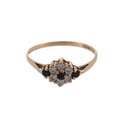 9ct Gold Sapphire & Cubic Zirconia Cluster Ring