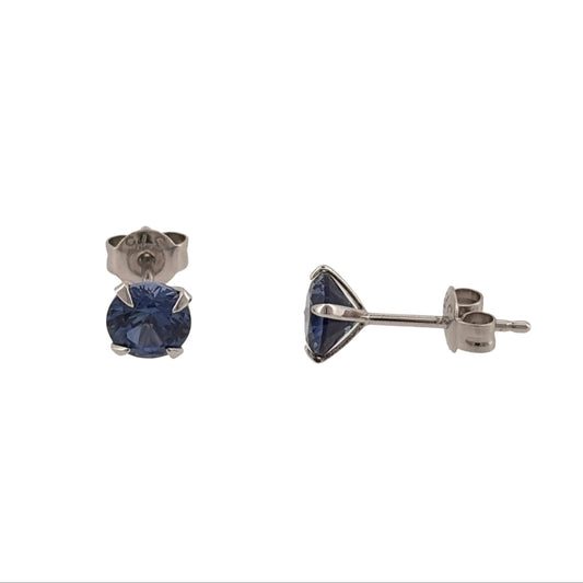 9ct White Gold & Sapphire Stud Earrings