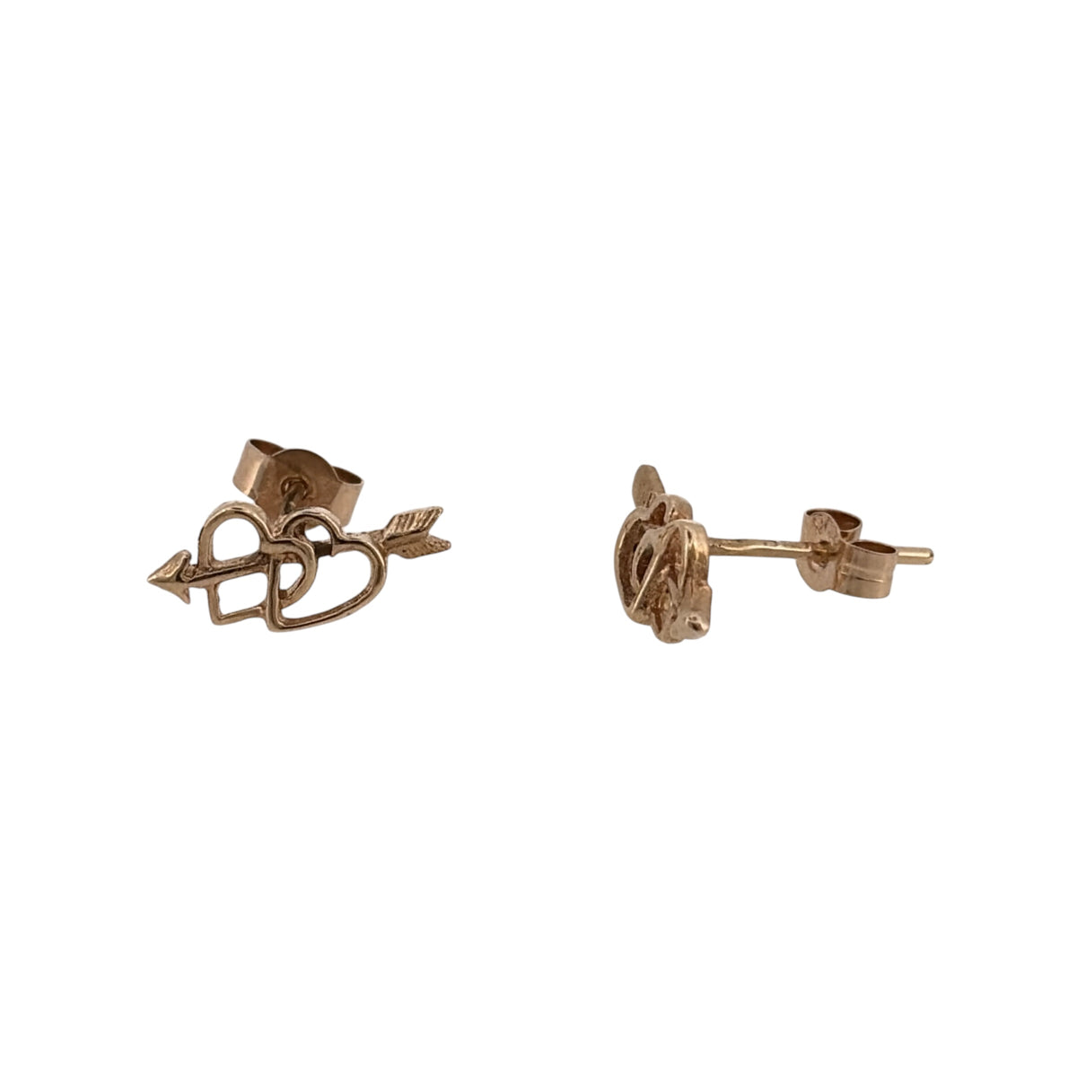 9ct Gold Double Heart Stud Earrings