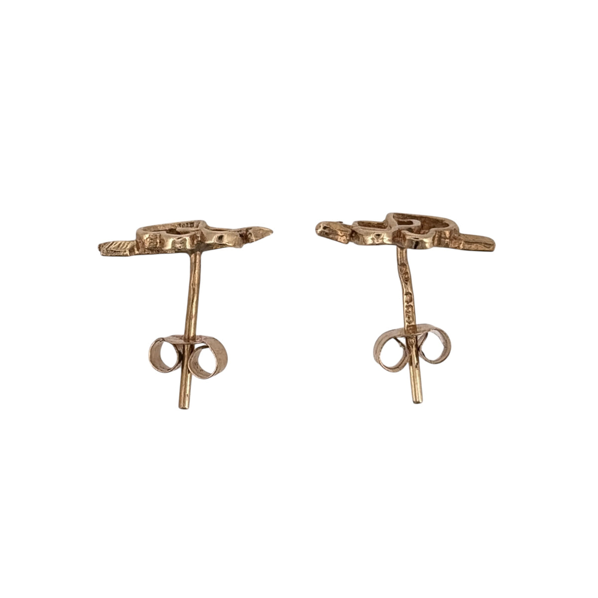 9ct Gold Double Heart Stud Earrings