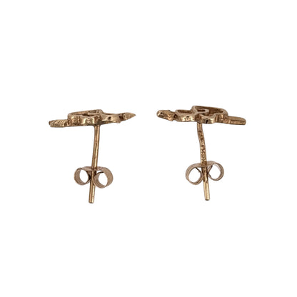 9ct Gold Double Heart Stud Earrings
