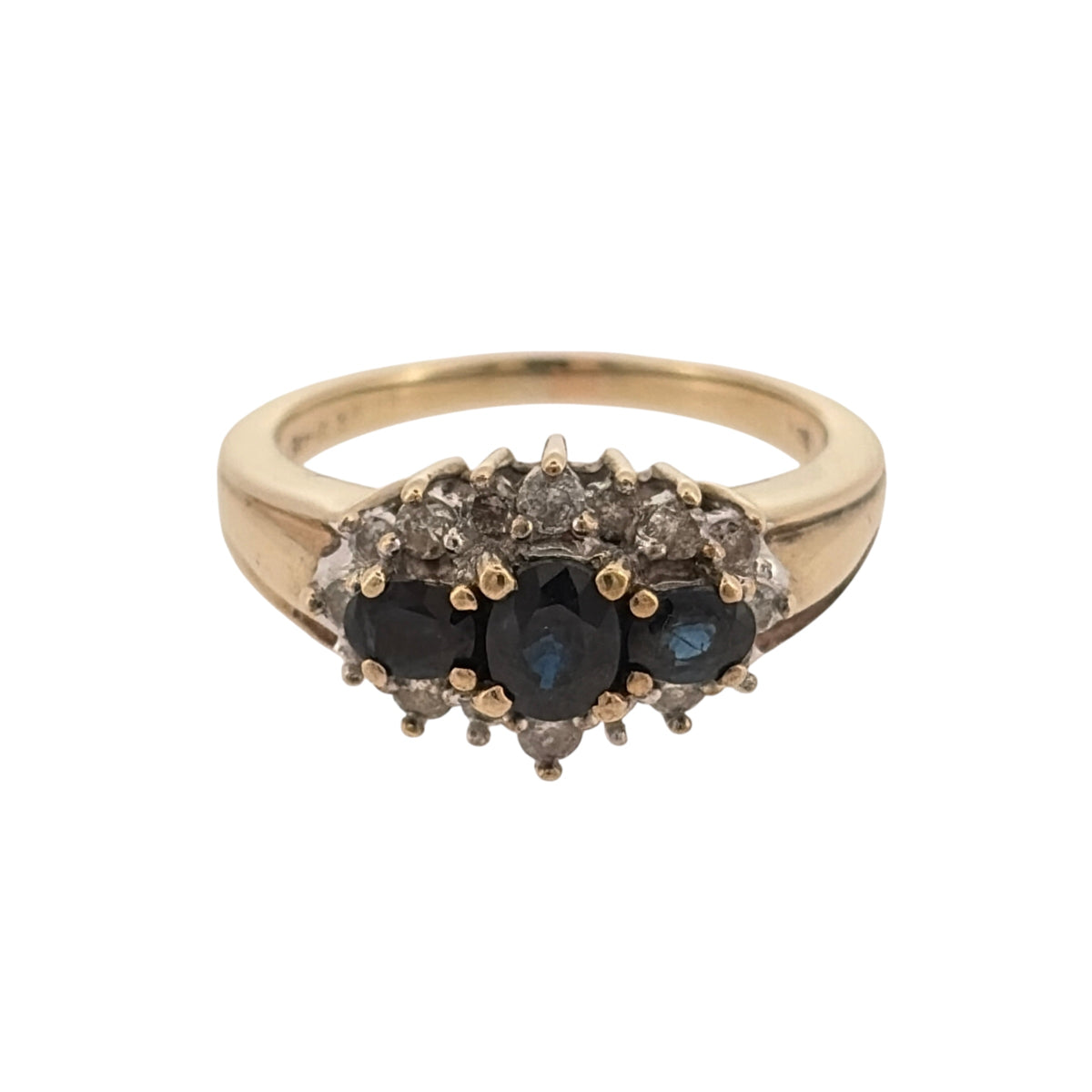 9ct Gold Diamond & Sapphire Cluster Ring