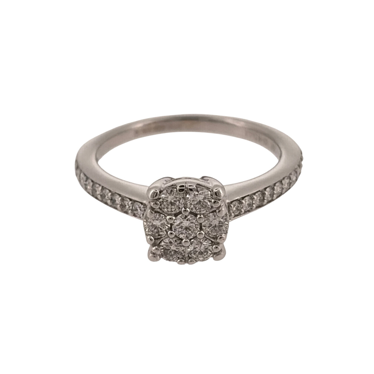9ct White Gold & Diamond Cluster Ring