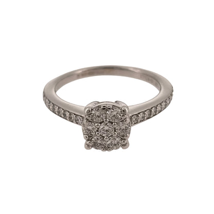 9ct White Gold & Diamond Cluster Ring
