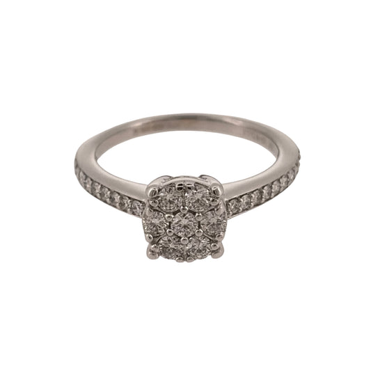 9ct White Gold & Diamond Cluster Ring
