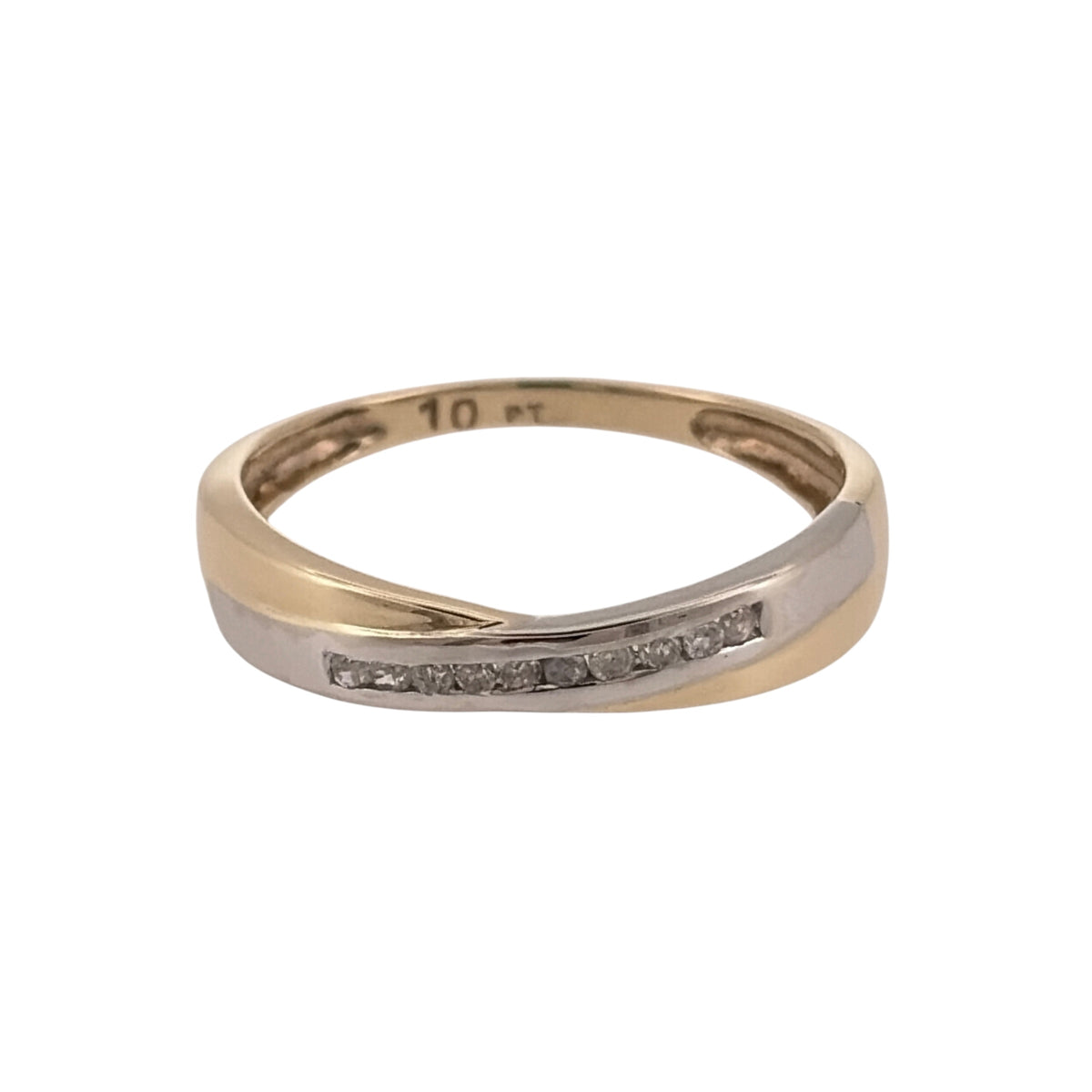 9ct Gold & Diamond Crossover Band Ring