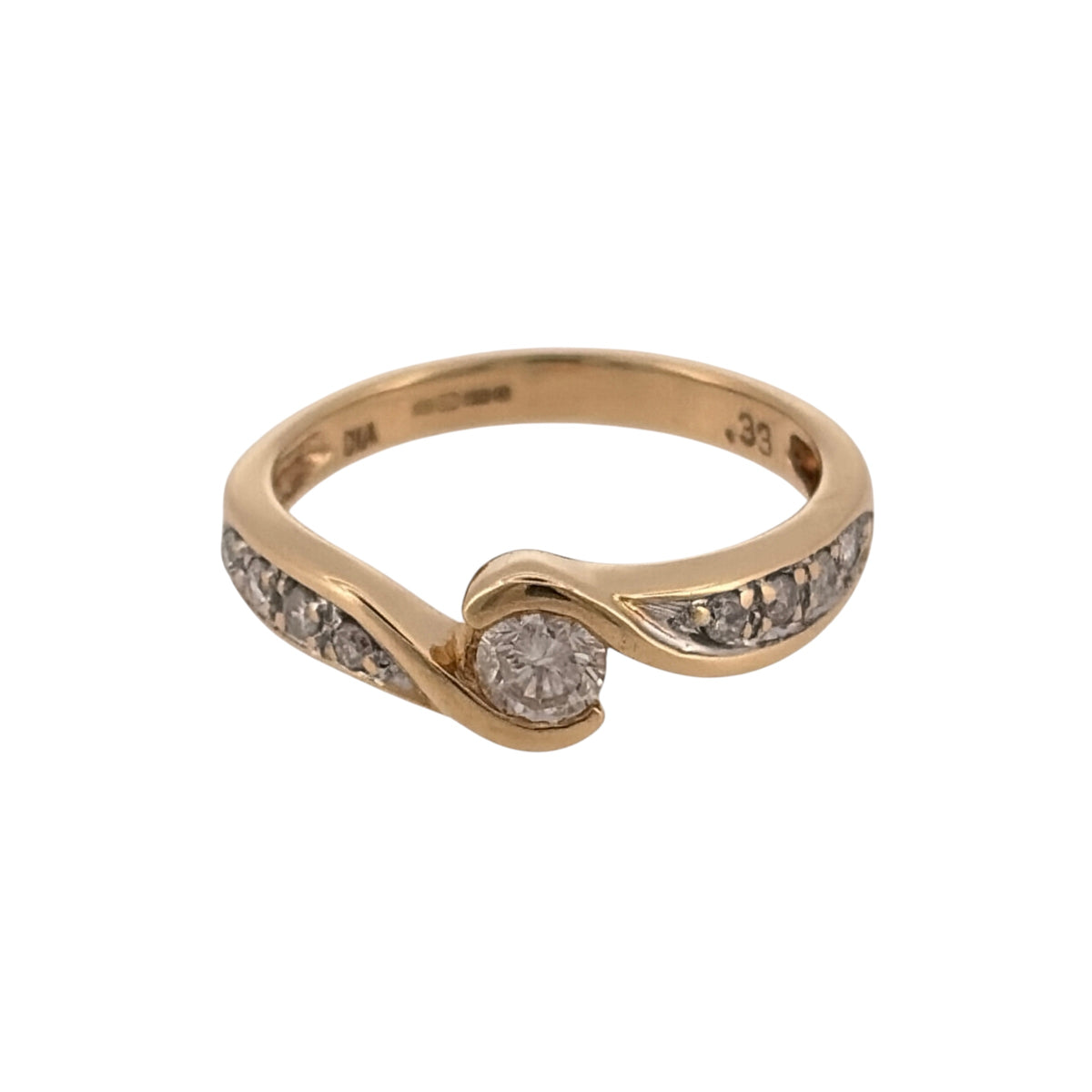 18ct Gold & Diamond Twist Solitaire Ring