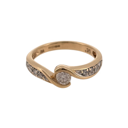 18ct Gold & Diamond Twist Solitaire Ring