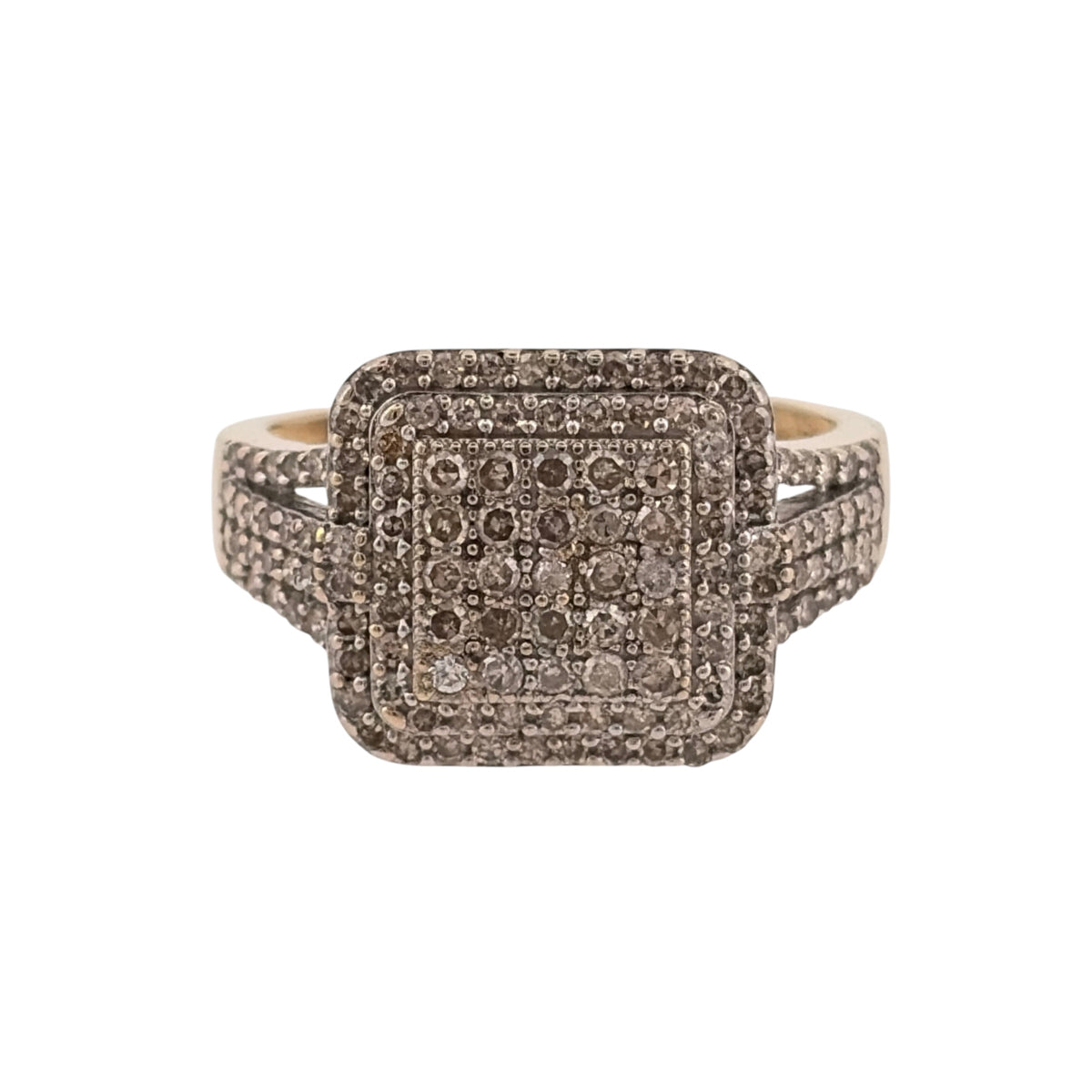 9ct Gold & Diamond Square Cluster Ring