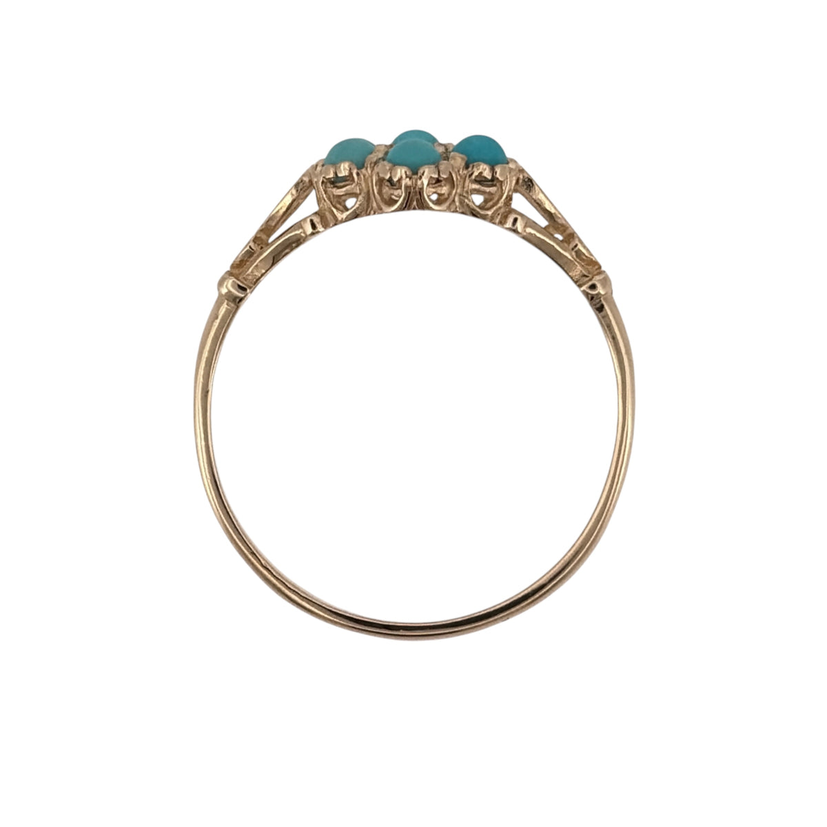 9ct Gold & Turquoise Flower Cluster Ring
