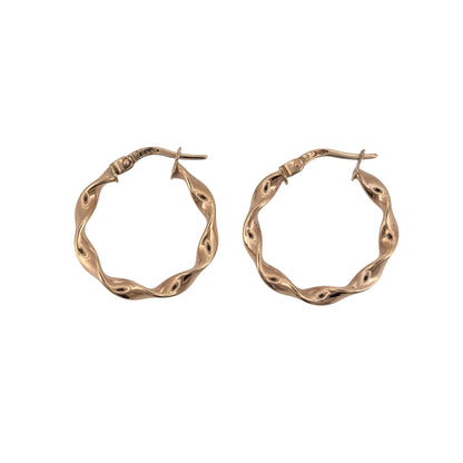 9ct Gold Twisted Hoop Creole Earrings
