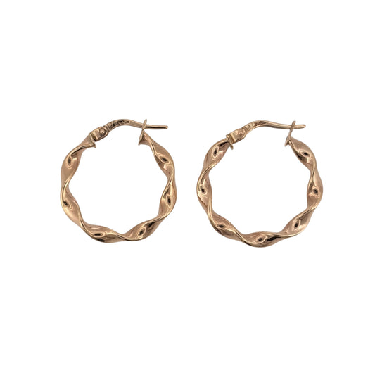 9ct Gold Twisted Hoop Creole Earrings