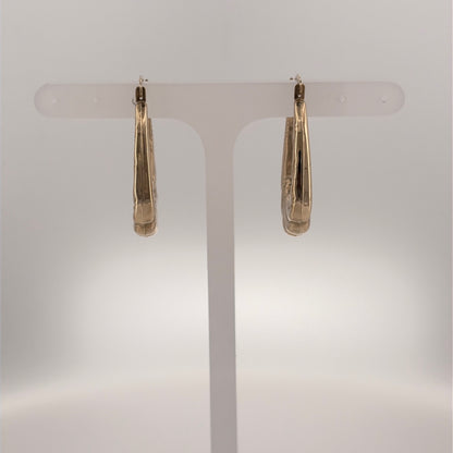 9ct Gold Twisted Oval Creole Earrings