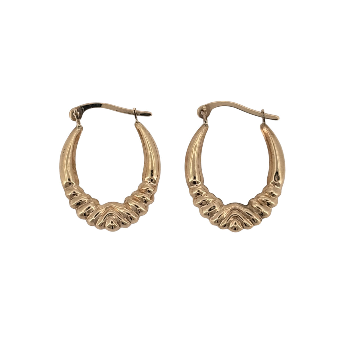 9ct Gold Textured Oval Creole Earrings