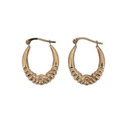 9ct Gold Textured Oval Creole Earrings