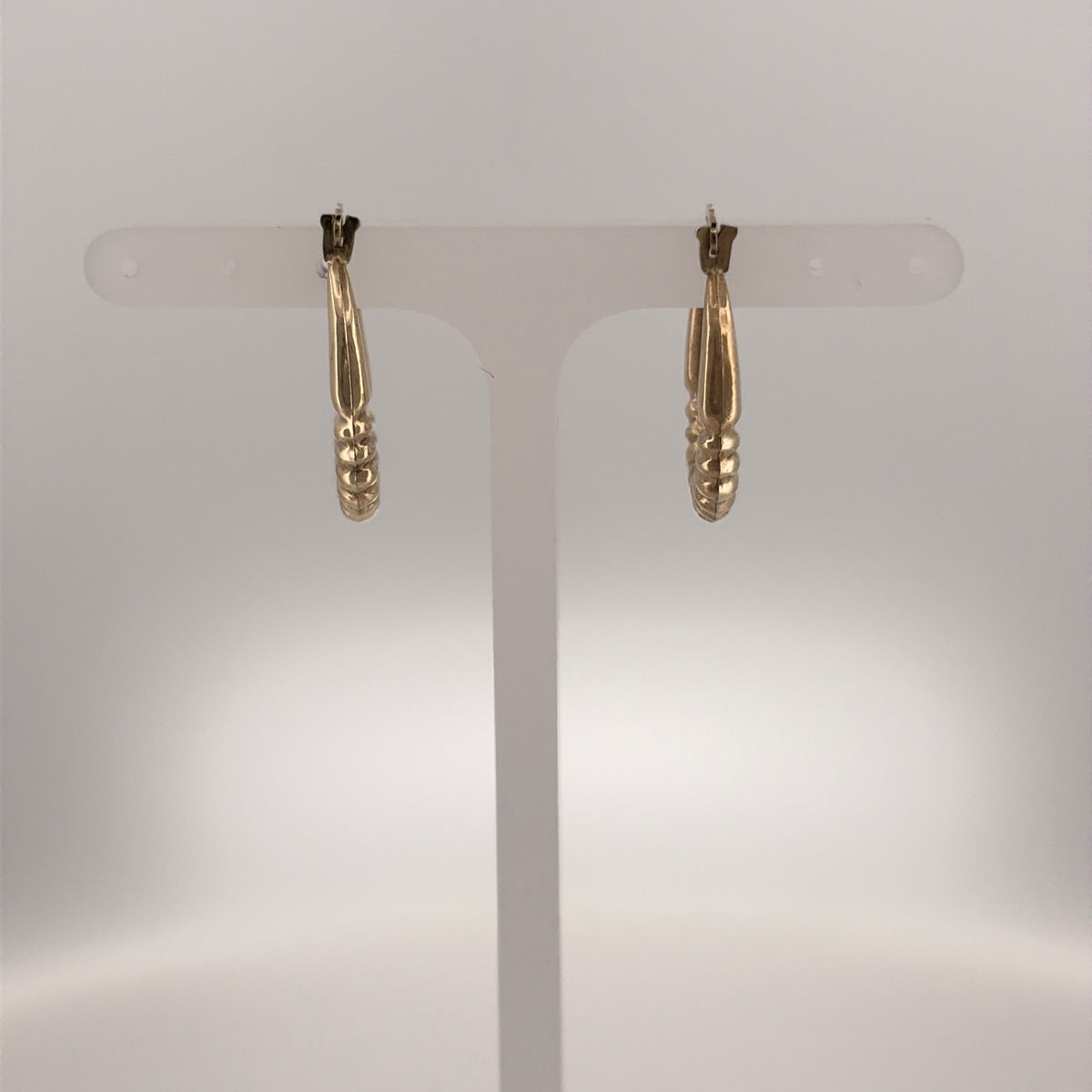 9ct Gold Textured Oval Creole Earrings