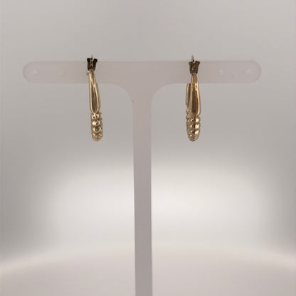 9ct Gold Textured Oval Creole Earrings