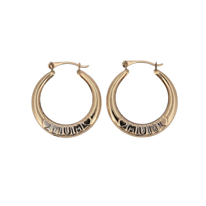 9ct Gold Mum Hoop Creole Earrings