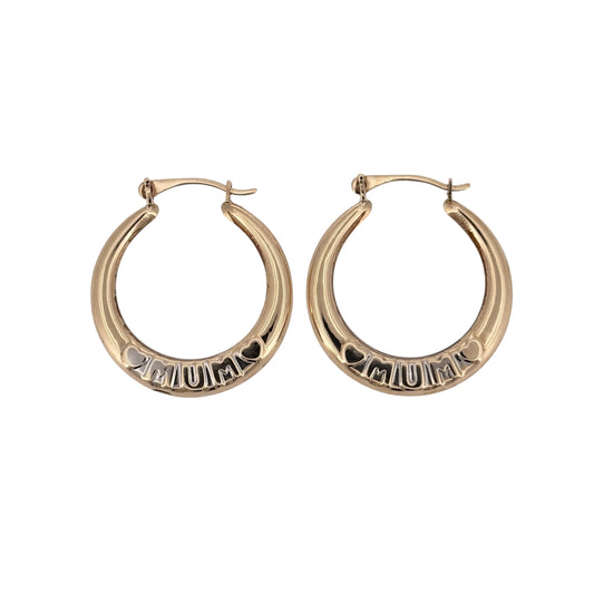 9ct Gold Mum Hoop Creole Earrings