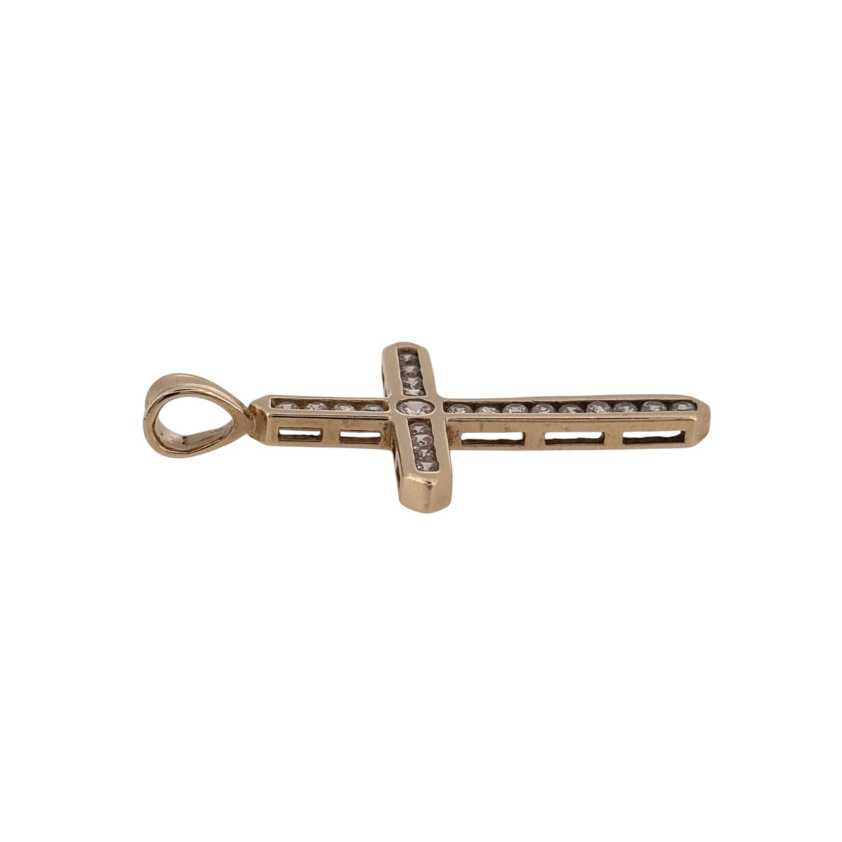 9ct Gold & Cubic Zirconia Cross Pendant