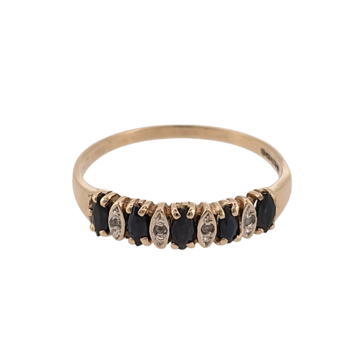 9ct Gold Diamond & Sapphire Band Ring