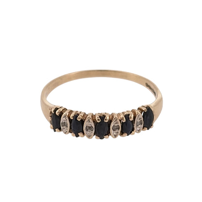 9ct Gold Diamond & Sapphire Band Ring