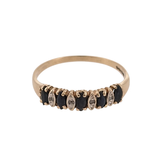 9ct Gold Diamond & Sapphire Band Ring