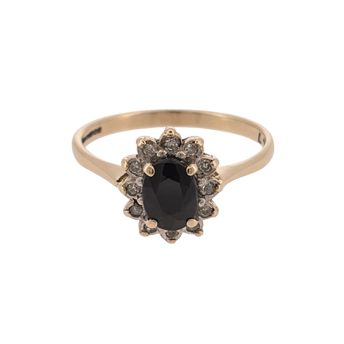 9ct Gold Diamond & Sapphire Cluster Ring
