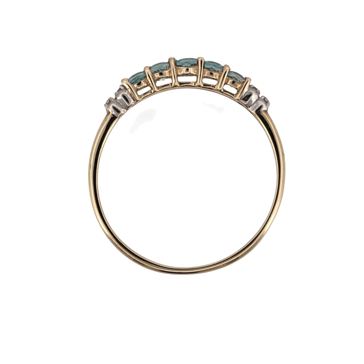 9ct Gold Diamond & Blue Stone Band Ring