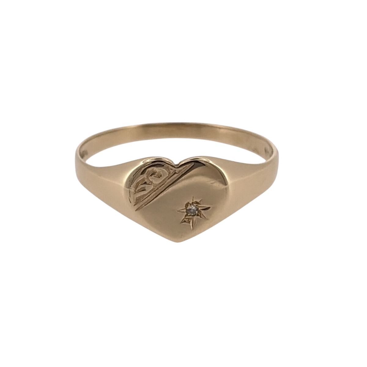 9ct Gold & Diamond Heart Signet Ring