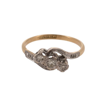 18ct Gold & Platinum Diamond Trilogy Twist Ring