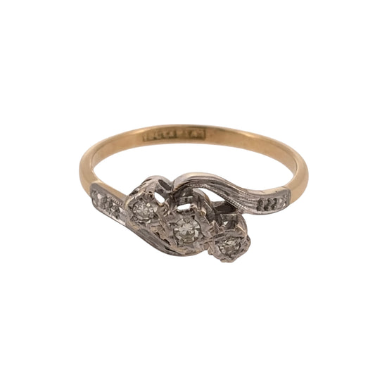 18ct Gold & Platinum Diamond Trilogy Twist Ring