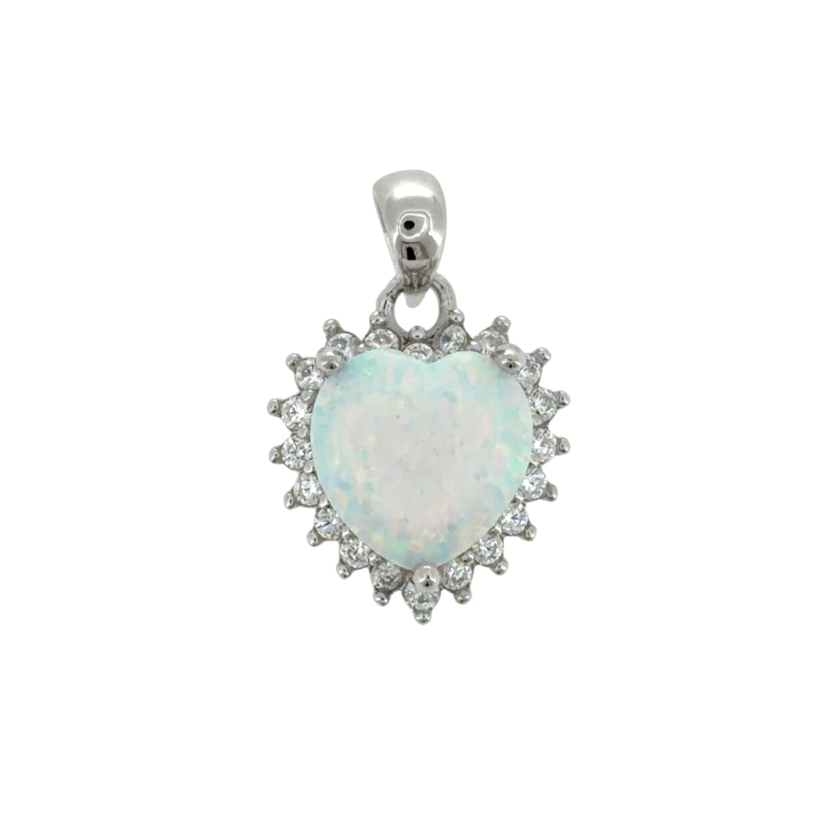 New 925 Silver Opalique &amp; Cubic Zirconia Heart Pendant with the weight 1.70 grams