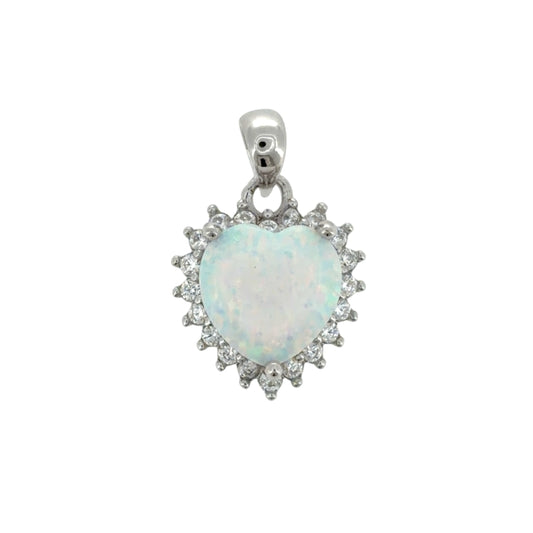 New 925 Silver Opalique &amp; Cubic Zirconia Heart Pendant with the weight 1.70 grams