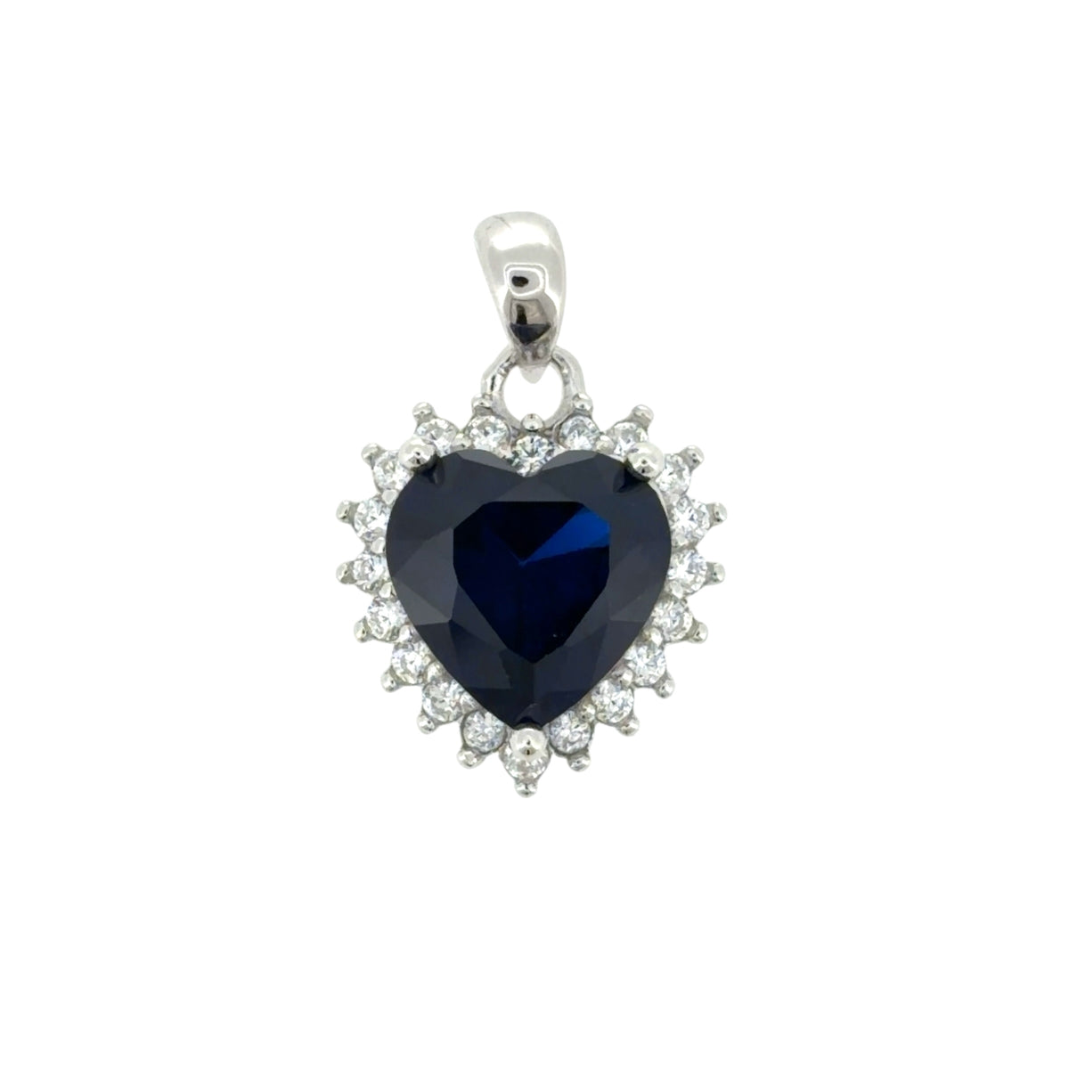 New 925 Silver Blue Stone &amp; Cubic Zirconia Heart Pendant with the weight 2 grams