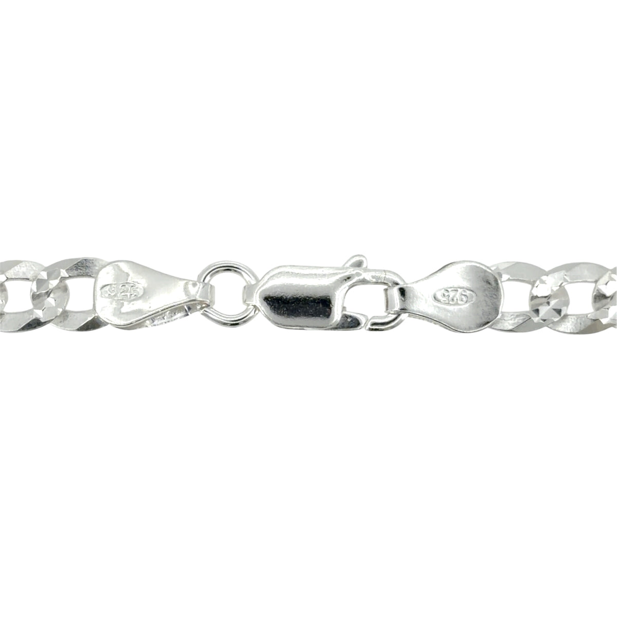 New 925 Silver 18" Textured diamond cut Curb Chain with the weight 13 grams and link width 5mm
