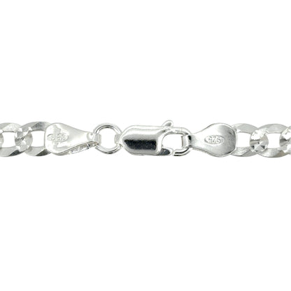 New 925 Silver 18" Textured diamond cut Curb Chain with the weight 13 grams and link width 5mm
