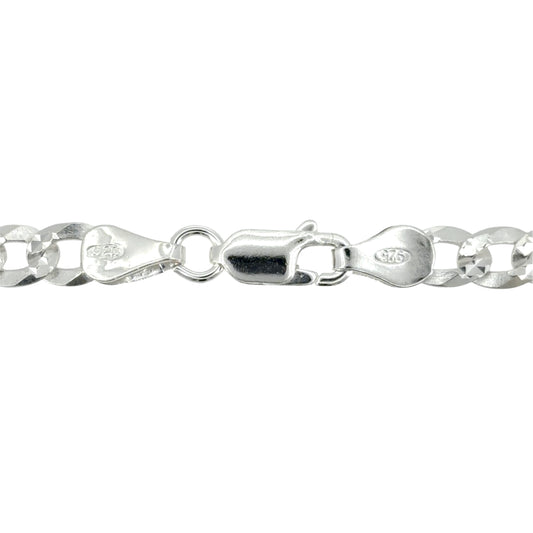 New 925 Silver 18" Textured diamond cut Curb Chain with the weight 13 grams and link width 5mm