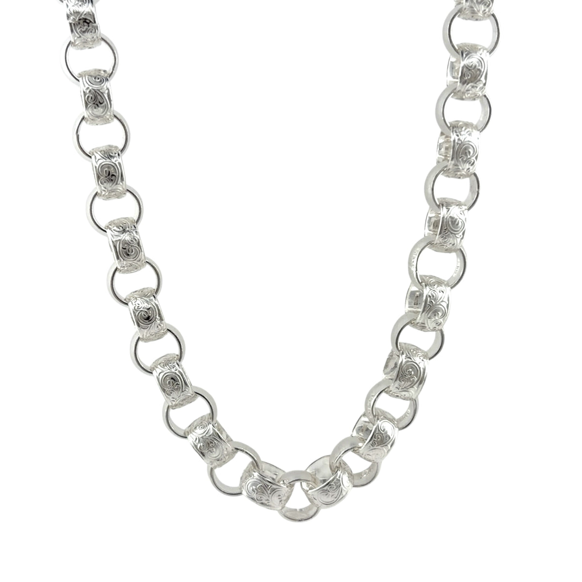 925 Silver 20" Patterned Belcher Chain