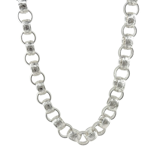 925 Silver 20" Patterned Belcher Chain