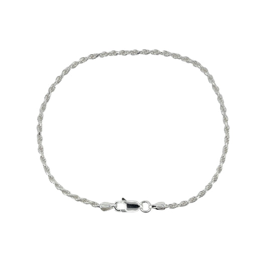925 Silver 7" Rope Bracelet