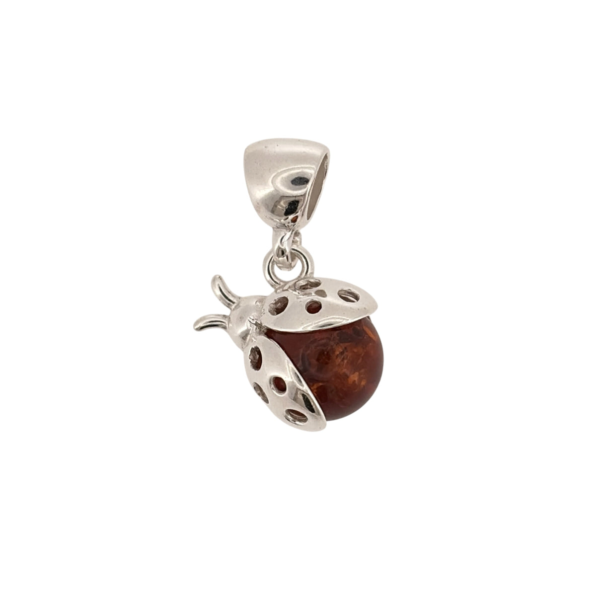 New 925 Silver &amp; Amber Ladybird Pendant with the weight 2.10 grams