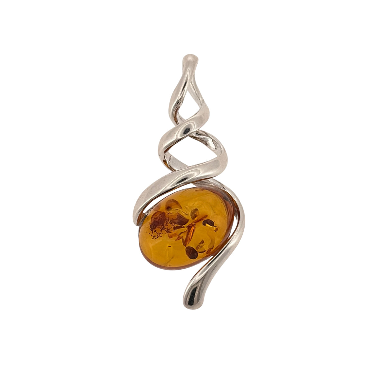 925 Silver & Amber Swirl Pendant