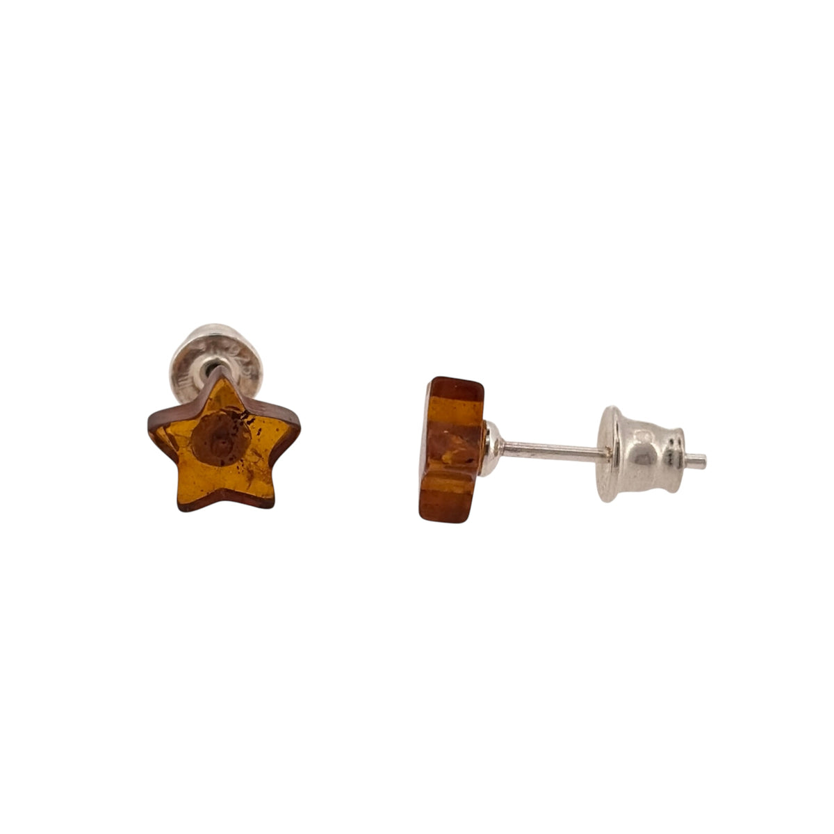 New 925 Silver &amp; Amber Star Stud Earrings with the weight 0.80 grams