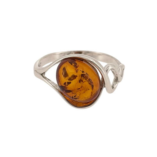 925 Silver & Amber Twist Ring